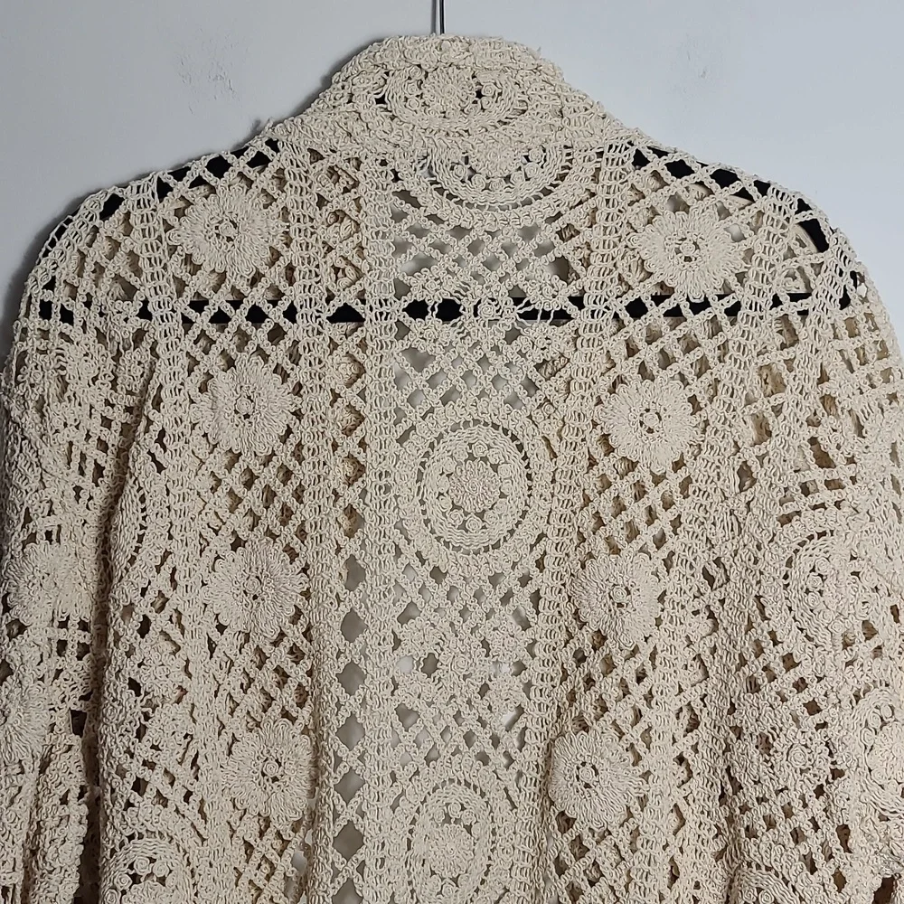 ZARA Open Crochet Cream Button Up Cardigan Shacket Coat Size Large - Picture 15 of 15